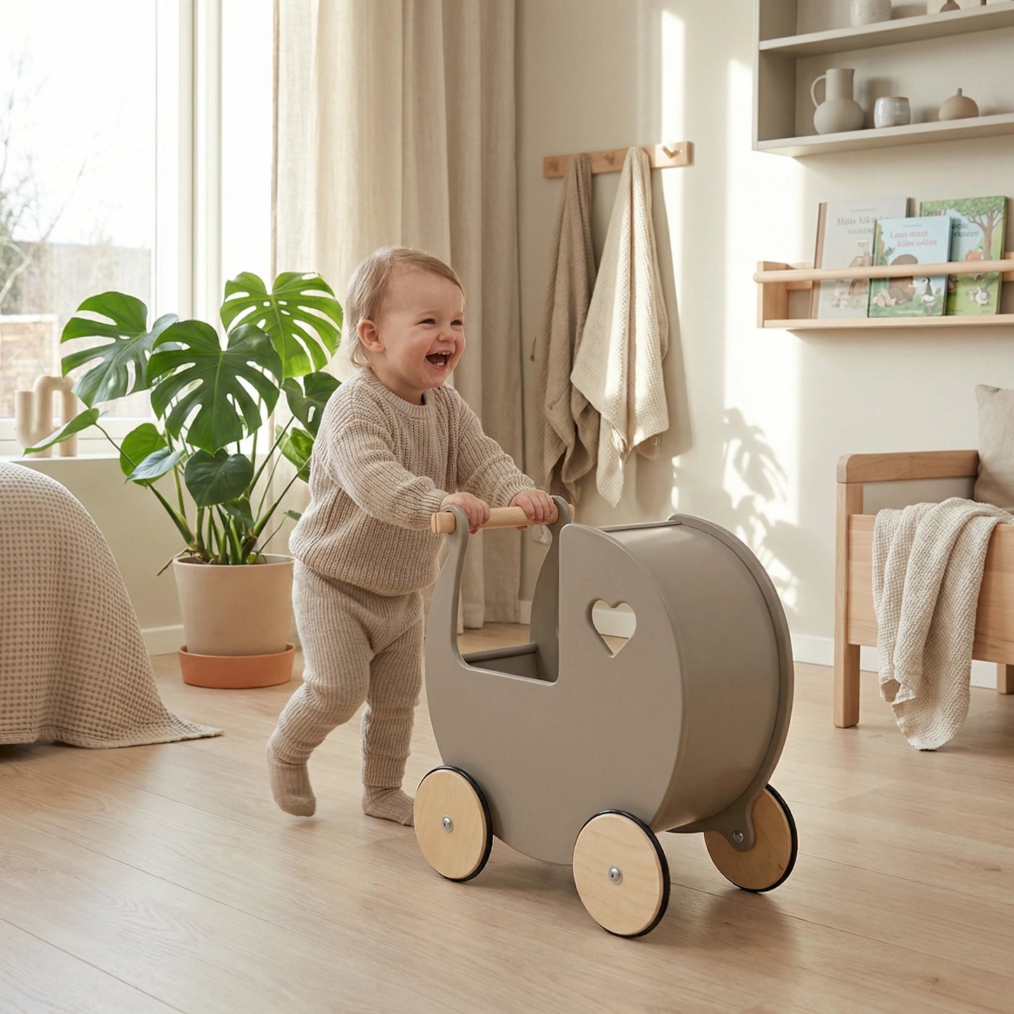 Luxury doll stroller brown