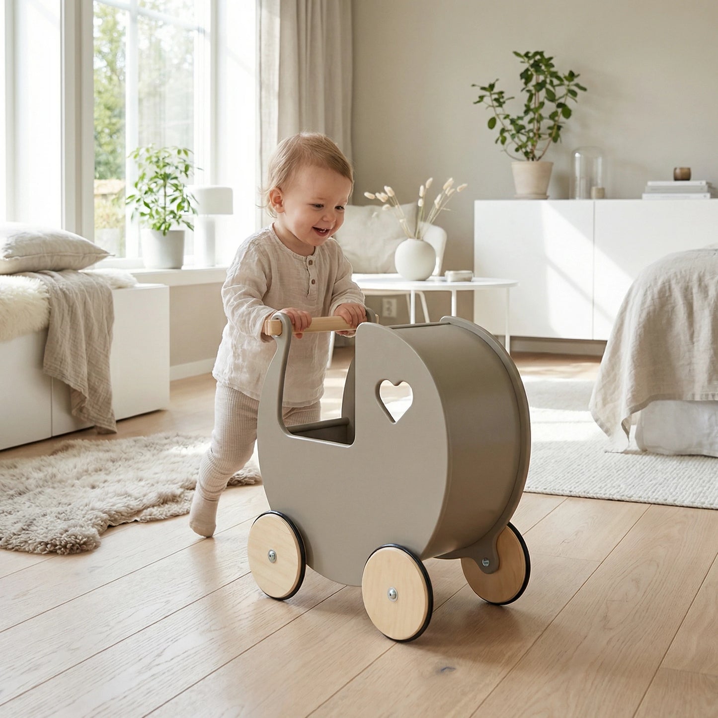 Luxury doll stroller brown